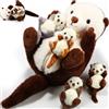 Harrycle 5 Pezzi Set di Animali di Peluche Mamma Lontra Marina con 4 Teneri Cuccioli nella Pancia Peluche 16,5 Pollici Lontra Marina Morbido e Coccoloso con Cerniera per Bambino Compleanno Natale