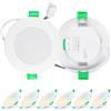 Aurevita 74 - 90 mm, faretto da incasso a LED, 6 pezzi, 7 W, dimmerabile, 75 mm, 220 V-240 V, IP44, per bagno e cucina, 2700 K/4000 K/6500 K, bianco