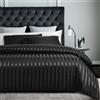 YASMENG Copripiumino in raso 200 x 200 cm, nero a righe lucide e satinate, set da letto morbido e setoso, biancheria da letto matrimoniale, per adulti, con cerniera con federe, 65 x 65 cm