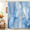 Kzzfqxb 165x180cm Tende da Doccia con Ganci in Plastica, Impermeabile Occluso Blu Marmo Texture Oro Argento Linee Motivo artistico del flusso d'acqua, Fresco Tessuto in Poliestere per Vasca da Bagno