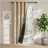 PONY DANCE Doppio Strato 100% Tende Oscuranti Camera da Letto con Anelli Blackout Curtain Pesanti Tenda Termica Isolante per Porta 1 Pezzo L 140 x A 210 cm, Beige