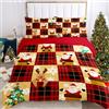 IUNTWEIE Copripiumino natalizio, copripiumino rosso con Babbo Natale e alce, decorazione natalizia, morbido set di biancheria da letto con zip (H, 200x200cm)