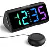 Netzu Sveglia con suono per dormiglioni profondi, vibrazioni ad alte prestazioni, doppio allarme, display RGB, 5 livelli di luminosità, 4 volumi, snooze, suono per adolescenti con problemi di udito