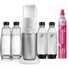 sodastream Gasatore d'acqua Duo, sistema CO₂ Quick Connect, include cilindro di gas per realizzare fino a 60 L di acqua frizzante, 2 bottiglie da 1 L in plastica, 2 bottiglie in vetro da 1 L, colore bianco