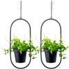 HemePaha Metal Hanging Planters, Modern Plant Hanger with 5 inch Flower Pots,Set of 2 Black Oval Shape Plant Holders, Wall and Ceiling Planters for Indoor Plants, Home Décor