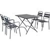 MIlani Home ROMANUS - set tavolo in alluminio e teak cm 110 x 70 x 72 h con 4 poltrone Romanus
