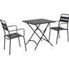 MIlani Home ROMANUS - set tavolo in alluminio e teak cm 70 x 70 x 72 h con 2 poltrone Romanus