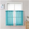 Chyhomenyc Tende trasparenti turchesi, lunghezza 76,2 cm, 2 pannelli, in voile, con tasca per bastone, con tasca per bastone, per bagno, soggiorno, casa colonica, piccole finestre, 106 x 76 cm