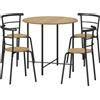 HOMCOM Set Tavolo da Pranzo Rotondo con 4 Sedie Salvaspazio in Legno e Metallo Stile Industriale | Aosom Italy