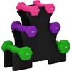 SPORTNOW Set Manubri con Supporto, 6 Manubri Totali 2x1 kg, 2x2 kg, 2x3 kg, Multicolore | Aosom Italy