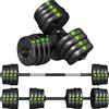 SPORTNOW Set 2 in 1 con 2 Manubri Convertibili in Bilanciere, Peso Totale 30 kg e Dischi Pesi Regolabili, Nero | Aosom Italy