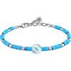 SSC Napoli - Forza Napoli SSC Napoli - Bracciale in acciaio e pietre turchesi con logo smaltato