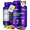 SUPLINT Ashwagandha Pura in Capsule 12.000 mg 20:1 - 180 Capsule Vegane | Ashwagandha Alta Concentrazione - 600 mg Estratto = 12.000 mg Radice, 5% Withanolidi + Pepe Nero - 2 al Giorno, 90 Giorni