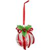 FEERIC LIGHT E CHRISTMAS Decorazione pendente sfera di Natale 8cm in plastica rosso/bianco con bastoncino di zucchero - La magia di Natale a casa tua