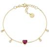 Amen Bracciale in Argento 925, della Collezione San Valentino 2024, con zircone Rosso Taglio Cuore e zirconi Bianchi Oro Lungh. 16 + 3 cm Charm ⌀ 5 mm