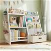GoTiling Libreria Scaffale Portagiochi per Bambini: Montessori Scaffale a 3 Livelli con Cassetto - Mensole per Libri e Giocattoli per Cameretta