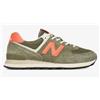 New Balance 574 Scamosciata/Nylon Verde/Arancio Uomo