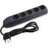 BTICINO Ciabatta Multipresa Elettrica Poker 5 Posti, 5 Prese Polivalenti (Schuko 10/16A e Bipasso), Ciabatta Elettrica con Interruttore, Cavo 1,5m Spina 16A, Salvaspazio, Robusta e Professionale, Nero