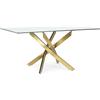 Bizzotto Tavolo rettangolare 160x90cm con top in vetro 8mm trasparente e gambe incrociate in acciaio oro | George