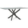 Bizzotto Tavolo rettangolare 160x90cm con top in vetro 8mm fumè e gambe incrociate in acciaio nero | George