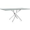 Bizzotto Tavolo rettangolare 160x90cm con top in vetro 8mm fumè e gambe incrociate in acciaio cromato | George