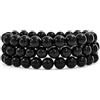 Bling Jewelry Lot De 3 Bracelets Extensibles En Onyx Noir 8Mm Pour Femmes, Adolescents Et Hommes, Empilables Et Réglables En Plusieurs Brins