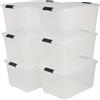 Iris Ohyama Scatole Portaoggetti in Plastica con Coperchio, 45L, Lotto di 6, Trasparente, Con Chiusura a Clip, Empilabile, Solido, Per Armadio, Garage, Casa, Ufficio, Organizzatore, TB-45