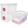 Iris Ohyama Scatole Portaoggetti, 50L, Set di 3, Trasparente, Chiusura facile, Impilabile, Plastica Trasparente, Per Armadio, Scaffali, Scuola, Organizzazione, Giocattoli, Cartoleria, Scarpe, MCB-50