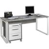 Composad | Scrivania e Cassettiera con 3 Cassetti e Serratura della Linea Disegno, Set di 2 Mobili per Ufficio, (LxAxP) 170x74,50x80 cm, Colore Grigio Cemento e Bianco Laccato, Made in Italy