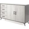 Ikone Madia con 2 ante e 4 cassetti 158 cm in melaminico Quercia Bianco - ARIEL - Ikone