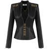 Elisabetta Franchi Giacca Donna in ecopelle con ganci gioiello Nero 40,42