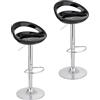 Baroni Home 2 Sgabelli Bar Girevole Altezza Regolabile, Seduta in Plastica e Schineale, Base Cromata, Poggiapiedi e Fondo Antigraffio, Sgabello Cucina e Penisola, 37x45x59-79 cm, Nero 2 Pezzi