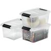 Iris Ohyama Scatole Portaoggetti in con Coperchio, 5L, Lotto di 3, Trasparente, Clip di Bloccaggio, Empilabile, Maniglia, Per Camera, Armadio, Ufficio, Organizzatore, Senza BPA, DDNTB-5