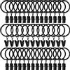 Amzseven, 40 anelli per tende con clip, resistenti ganci per tendaggi e staffe per asta di tensione, diametro interno 3,5 cm, occhielli in metallo decorativi per tende da finestra, colore nero vintage