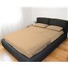 GEMITEX Completo letto Matrimoniale, Colore CAMMELLO, con Trattamento NO-STIRO, effetto Raso, in 100% Microfibra di poliestere. Composto da 2 lenzuola e 2 federe TINTA UNITA. Made in Italy
