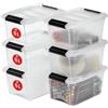 Iris Ohyama Scatole Portaoggetti in con Coperchio, 5L, Lotto di 6, Trasparente, Clip di Bloccaggio, Empilabile, Maniglia, Per Camera, Armadio, Ufficio, Organizzatore, Senza BPA, DDNTB-5
