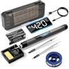 diymore - Set saldatore a batteria, set saldatore senza fili USB, temperatura regolabile in 5 modalità 260℃-420℃, 3 punte di saldatura, filo di stagno, pasta di stagno, saldatore a batteria per