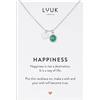 LUUK LIFESTYLE Collana con Ciondolo Cristallo di Vetro in Verde in Acciaio Inossidabile e carta HAPPINESS, Gioielli, Amicizia, Amore, Regali per Donna, Madre, Natale, Portafortuna, Argento (50cm c.)