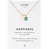 LUUK LIFESTYLE Collana con Ciondolo Cristallo di Vetro in azzurro in Acciaio Inossidabile e carta HAPPINESS, Gioielli, Amicizia, Amore, Regali per Donna, Madre, Natale, Portafortuna, Oro (50cm c.)