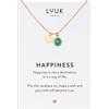 LUUK LIFESTYLE Collana con Ciondolo Cristallo di Vetro in Verde in Acciaio Inossidabile e carta HAPPINESS, Gioielli, Amicizia, Amore, Regali per Donna, Madre, Natale, Portafortuna, Oro (50cm c.)