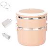 LKJHSDFG Lunch Box Riscaldante Elettrico, Usb Lunch Box Elettrico a Doppio Strato Scaldavivande Portatile Per Auto E Camion Contenitore Per Alimenti Rimovibile in Acciaio Inossidabile,Pink