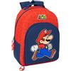 safta SUPER MARIO TRICK - Zaino scuola adattabile a carrozzina, zaino ideale per bambini di diverse età, comodo e versatile, qualità e resistenza, 32 x 15 x 42 cm, blu scuro/rosso, M, Casual