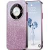 PanXCase Glitter Cover per Honor Magic6 Lite/Honor Magic 6 Lite - Custodia Trasparente Bling Disegni Elegante Brillantini Ultra Sottile Antiurto Ragazza Donna Cover (Rosa)