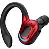 Lumitrex Auricolare Bluetooth Mono Wireless a 360° con microfono incorporato audio HD Auricolari V5.2 Riduzione del Rumore per iPhone Android PC Desktop Guida Affari Sport 20h Autonomia Rosso