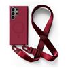 JIYUDZ JIYU Cover Magnetica per Samsung Galaxy S22 Ultra con Cordino,Custodia Silicone Compatibile con MagSafe,Cover Silicone Antiurto con Corda Collana Tracolla Laccio Protettiva Case,Rosso