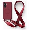 JIYUDZ JIYU Cover Magnetica per Samsung Galaxy S24/Galaxy S25 con Cordino,Custodia Silicone Compatibile con MagSafe,Cover Silicone Antiurto con Corda Collana Tracolla Laccio Protettiva Case,Rosso