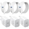 sccvee [3 pezzi] Caricatore USB C 25 W, caricabatterie rapido PD3.0 USB C spina tipo C cellulare alimentatore di rete con cavo da 2m, compatibile con iPhone 16/16 Plus/16 Pro Max/15/15 Plus/Galaxy S23