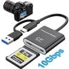 ROCKETEK Lettore CFexpress Tipo B USB 3.2 Gen 2 10 Gbit/s - 2-in-1 USBC & USBA Card Reader CF express Tipo B - Compatibile Thunderbolt 3/4 - Alluminio, Plug & Play per PC, Mac, Laptop, Tablet, Smartphone