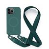 JIYUDZ JIYU Cover Magnetica per iPhone 13 Pro 6.1 con Cordino,Custodia Silicone Compatibile con MagSafe,Cover Silicone Antiurto con Corda Collana Tracolla Laccio Protettiva Case,Verde