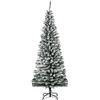 HOMCOM Albero di Natale Slim Artificiale Innevato con 492 Rami Ignifughi e Base in Acciaio Inox, Albero di Natale Moderno in PP, Ø60x180 cm, Verde
